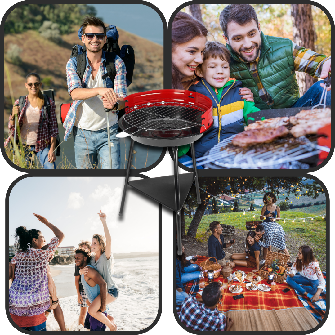PORTABLE ROUND BBQ CHARCOAL GRILL - Bring the feast anywhere - Ozerty