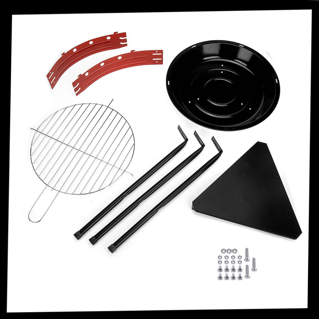 PORTABLE ROUND BBQ CHARCOAL GRILL - Package - Ozerty