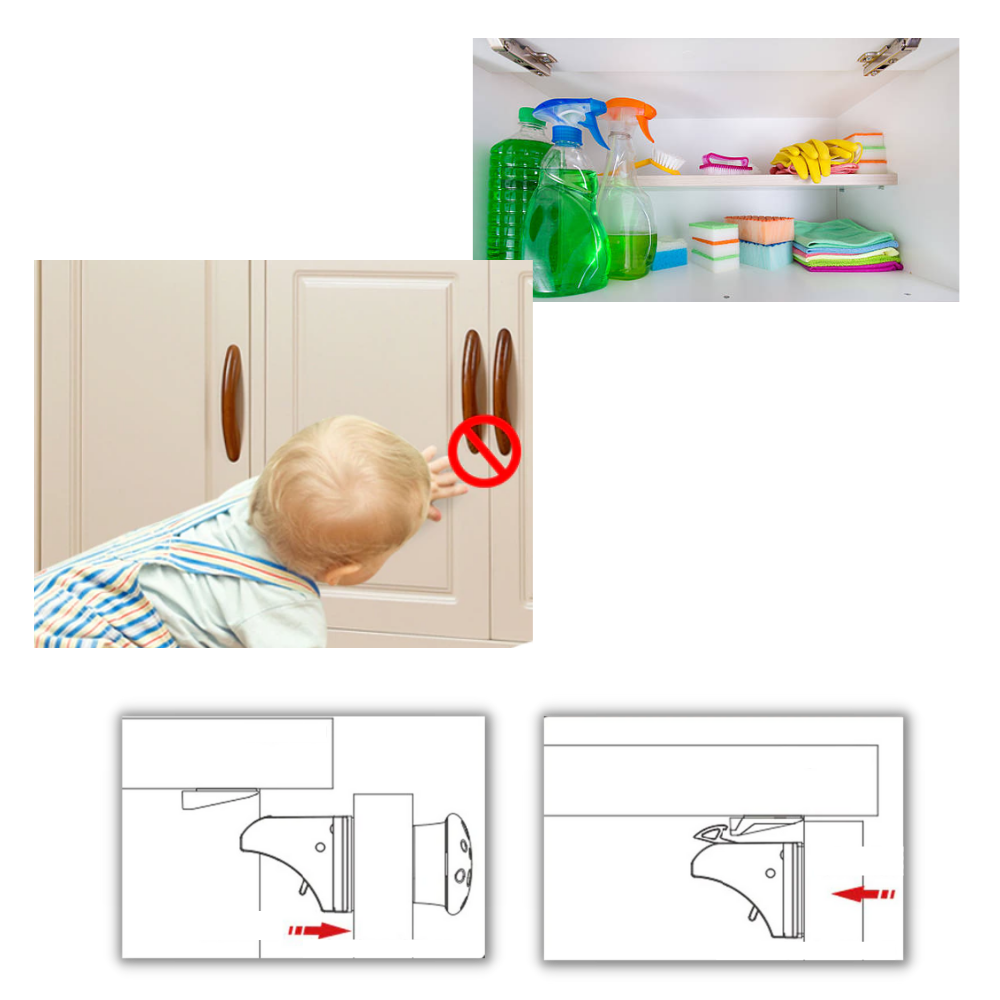 Lot de 4 serrures magnétiques d'armoires pour la sécurité des enfants - Améliore la sécurité - Ozerty