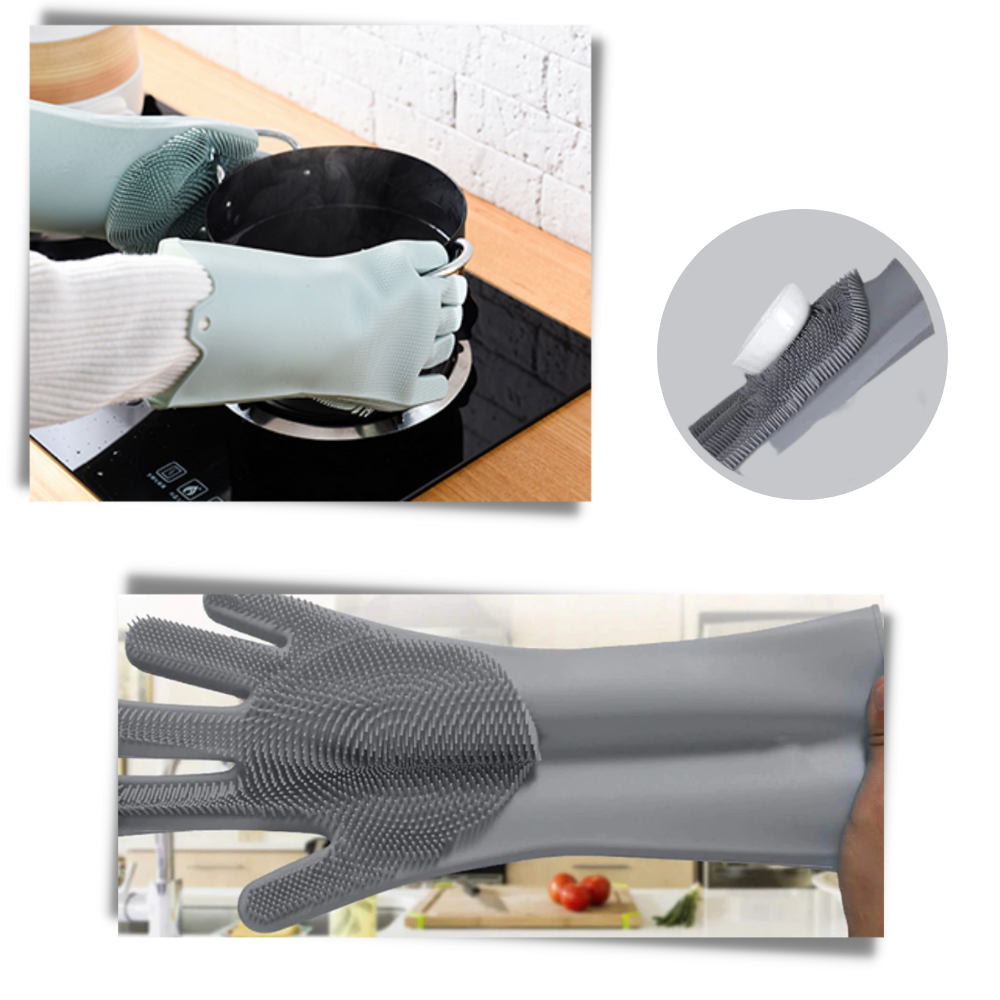 Gants de vaisselle en silicone à usages multiples - Résistants à la température et extensibles - Ozerty