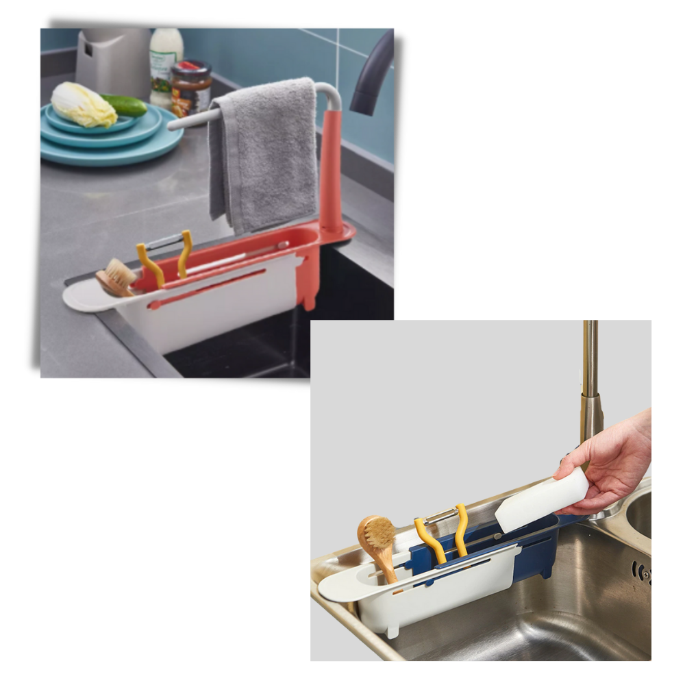 Cestello portaoggetti estensibile per lavello - Scaffale di stoccaggio multifunzionale - Ozerty