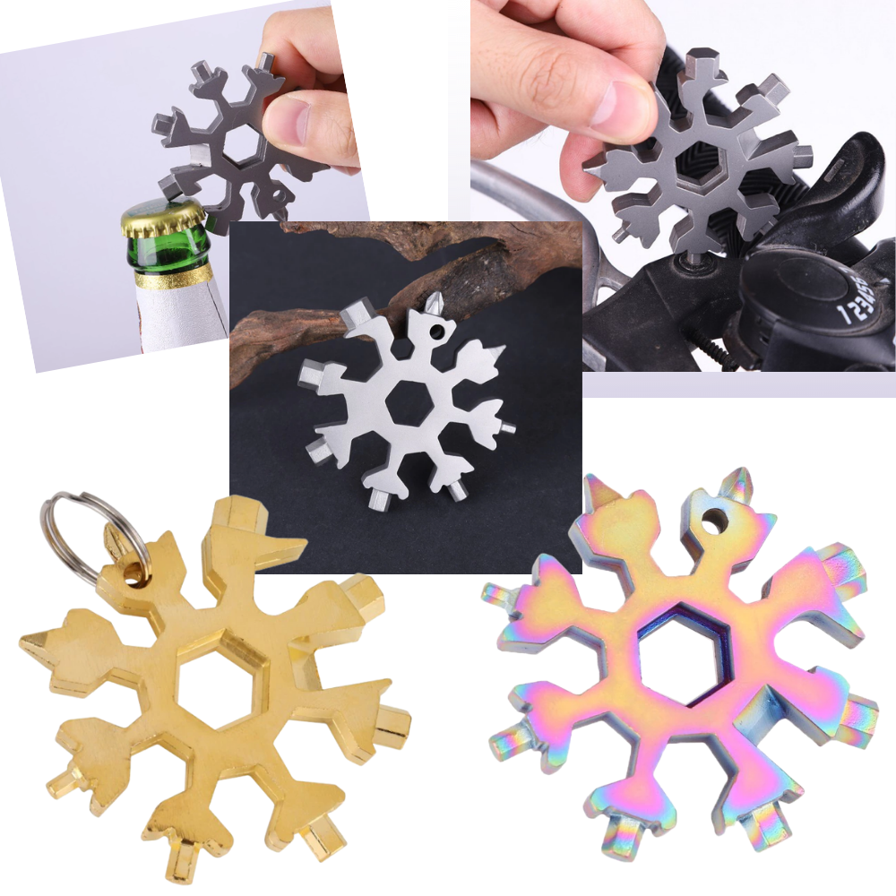 18-in-1 Steel Snowflake Multi-Tool | Pocket size multi-tool | motorbike multi-tool - 