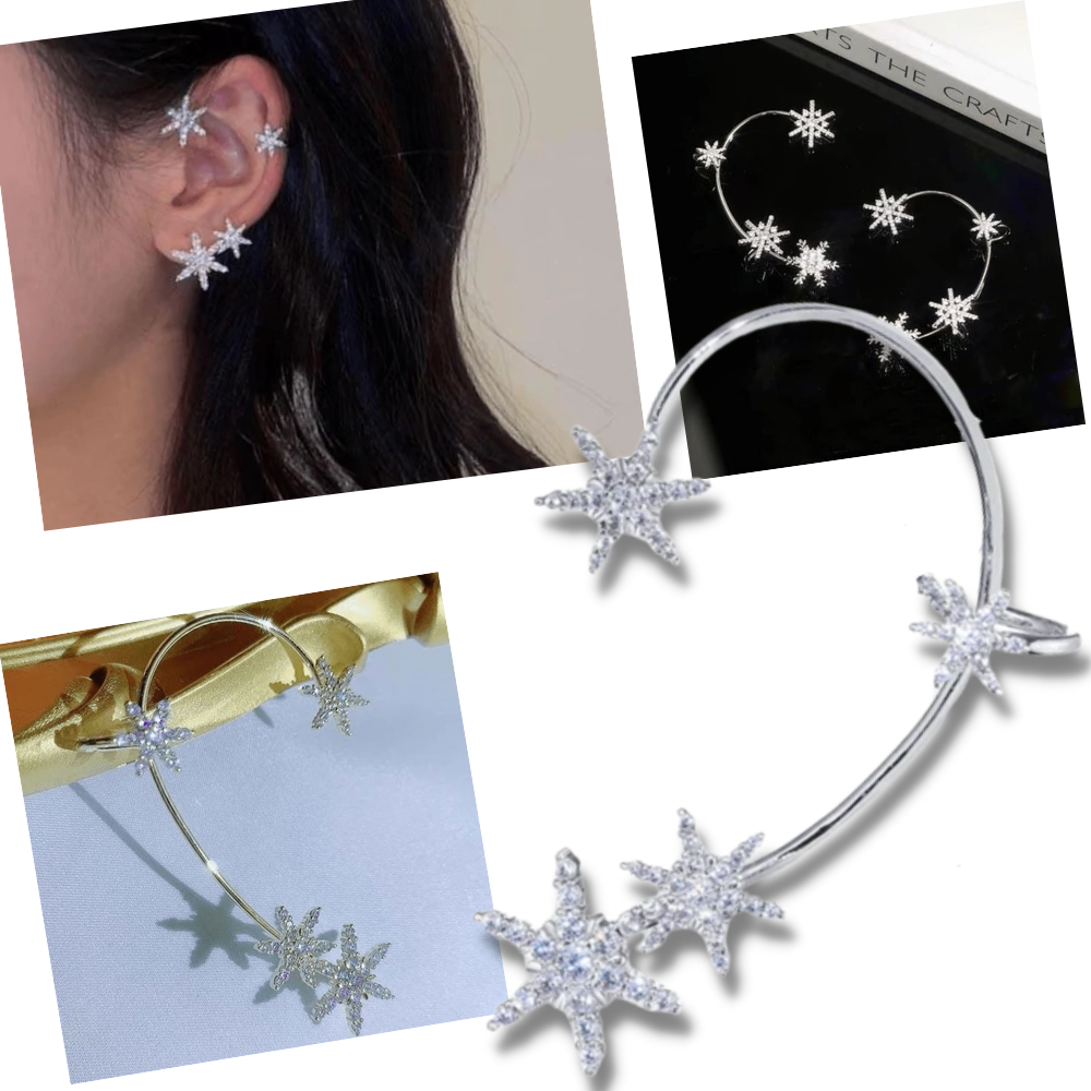 Zirconia Star Earrings | Zirconia Star Clip-on Earrings | Zirconia Earrings Without Holes - 