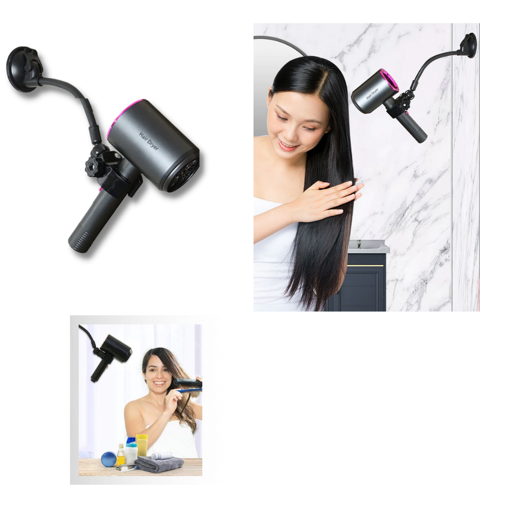 Hands-Free Hair Dryer Holder - Easy to Install - 