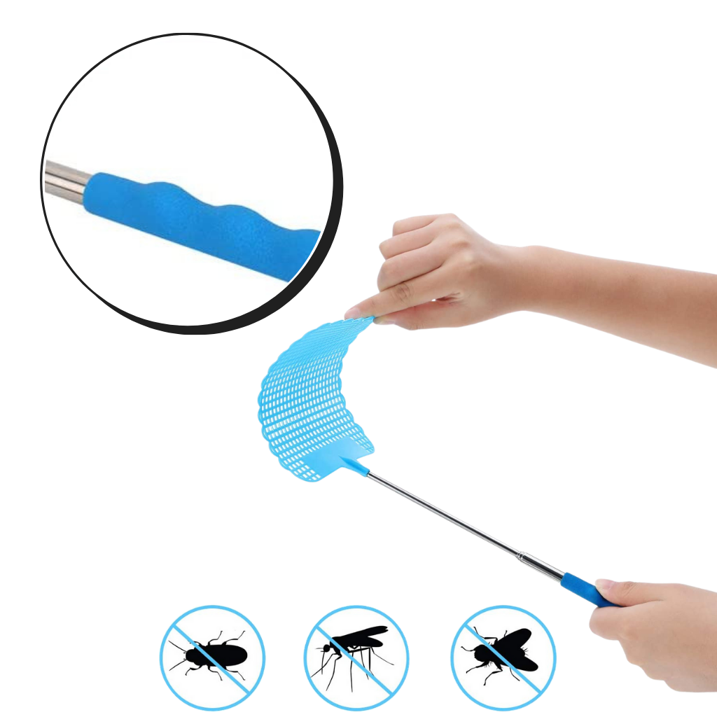 Telescopic Stainless Steel Handheld Fly Swatter - Lightweight and Ergonomic - Ozerty