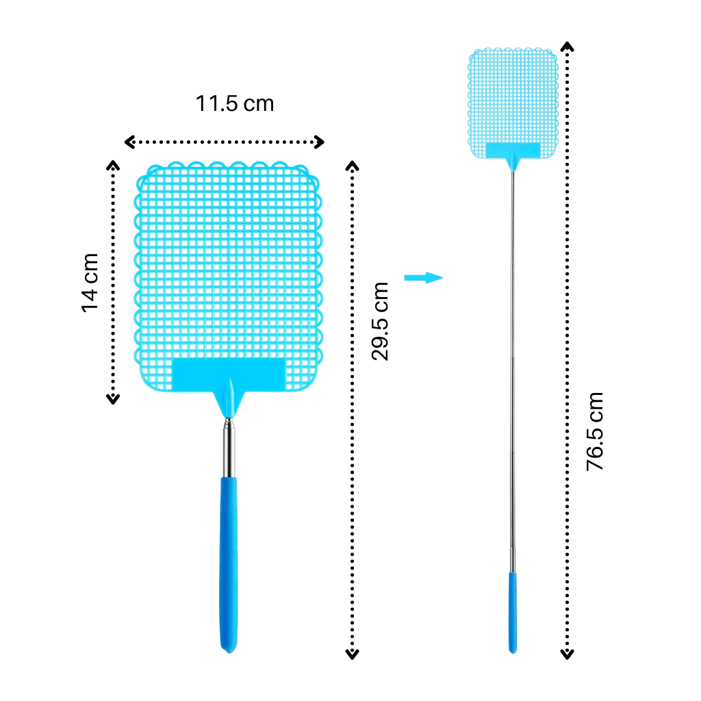 Telescopic Stainless Steel Handheld Fly Swatter - Dimensions - Ozerty