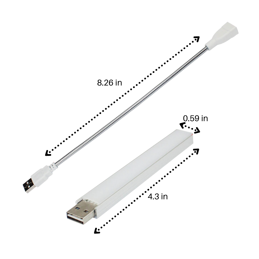 USB LED Plant Grow Light with Flexible Pole - Dimensions - Ozerty