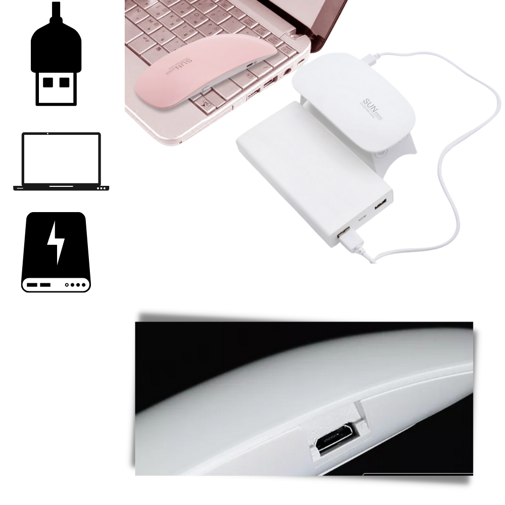 Lampe à ongles en gel à séchage par lumière UV led - Compatible avec l'USB - Ozerty