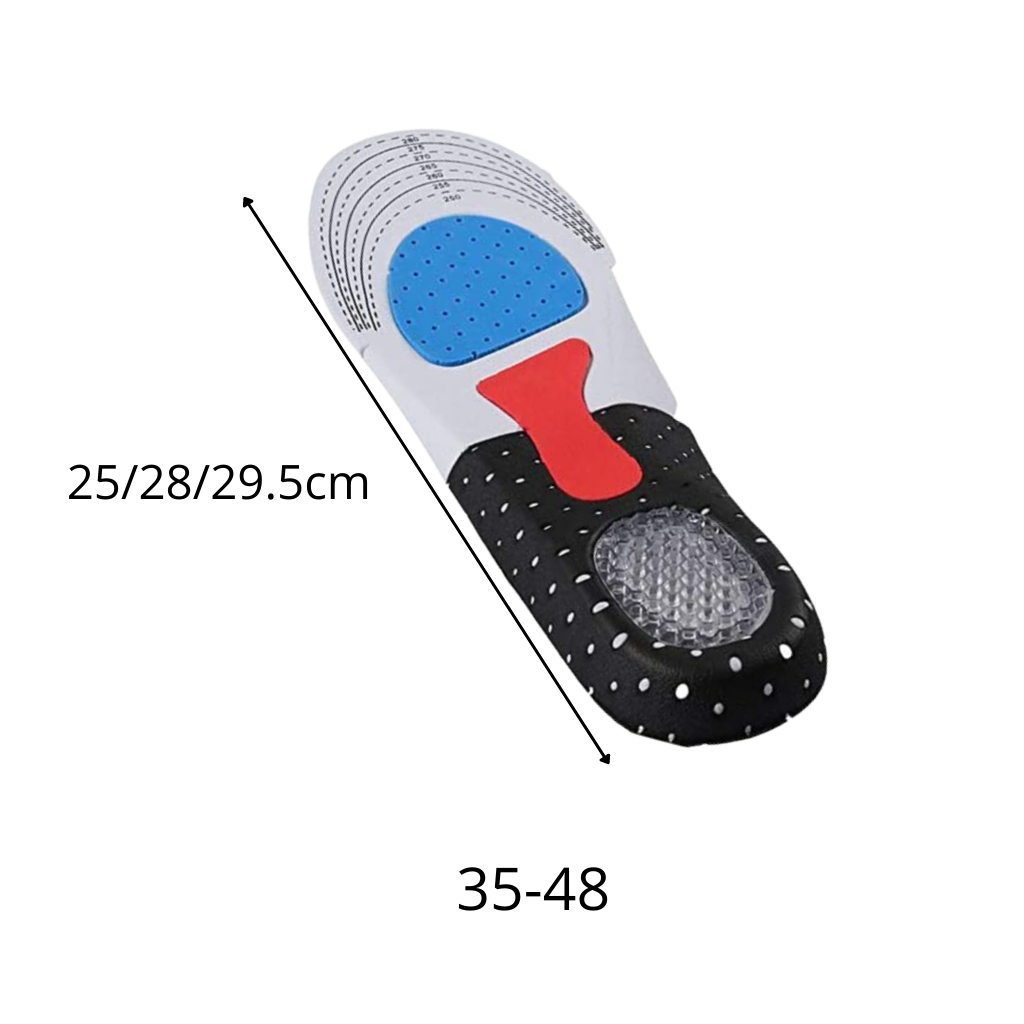 Plantillas de gel unisex para zapatillas de correr - Dimensiones - Ozayti