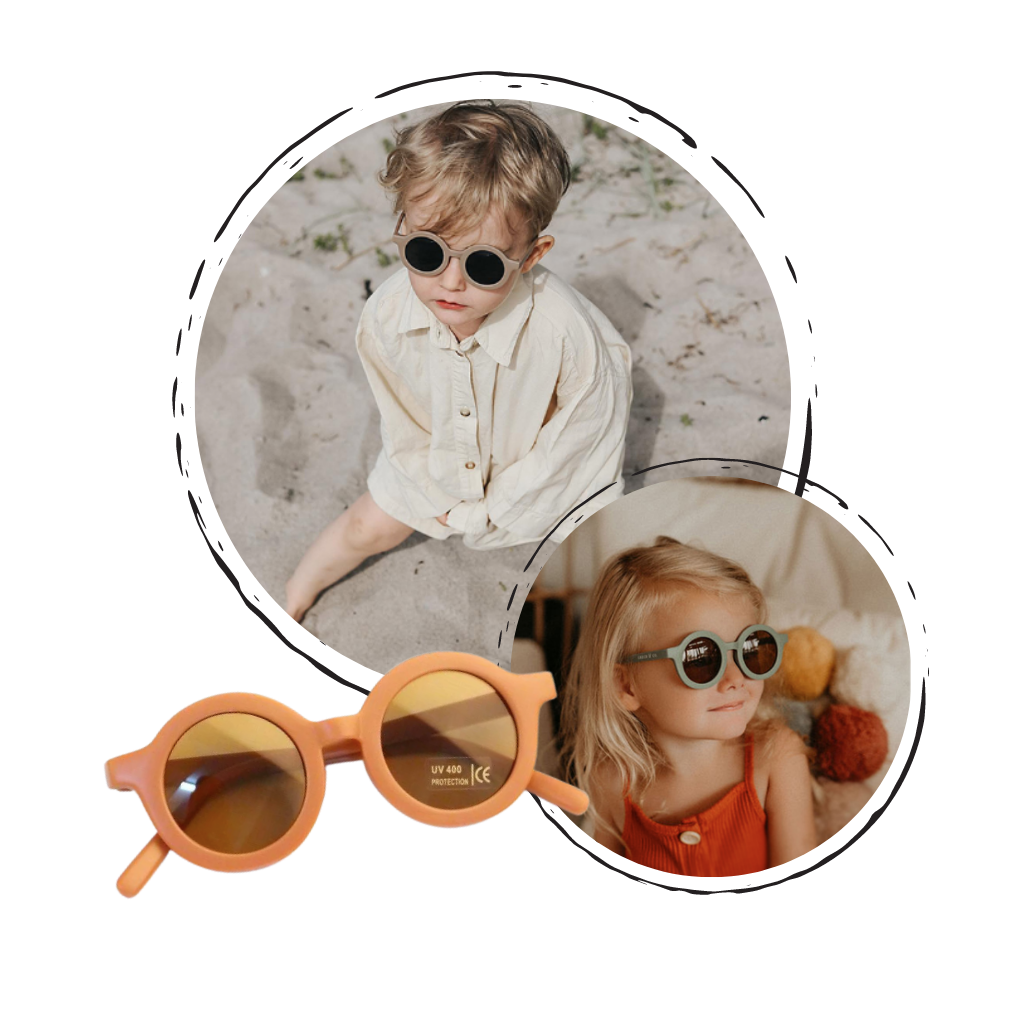 Vintage Round Kids Sunglasses for Ages 1 to 5 - Retro Design - Ozerty