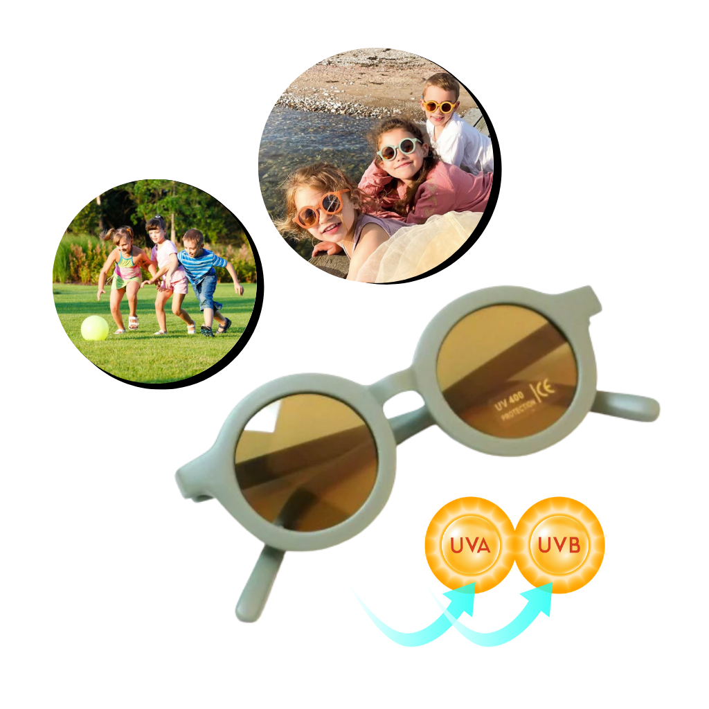 Lunettes de soleil rondes vintage pour enfant de 1 à 5 ans - Protection UVA et UVB - Ozerty