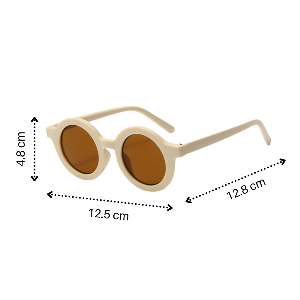 Vintage Round Kids Sunglasses for Ages 1 to 5 - Dimensions - Ozerty