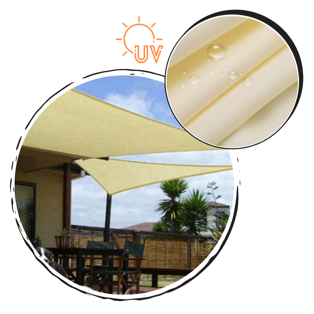 Water Resistant Triangle Sun Shade Sail - Easy to Install  - Ozerty