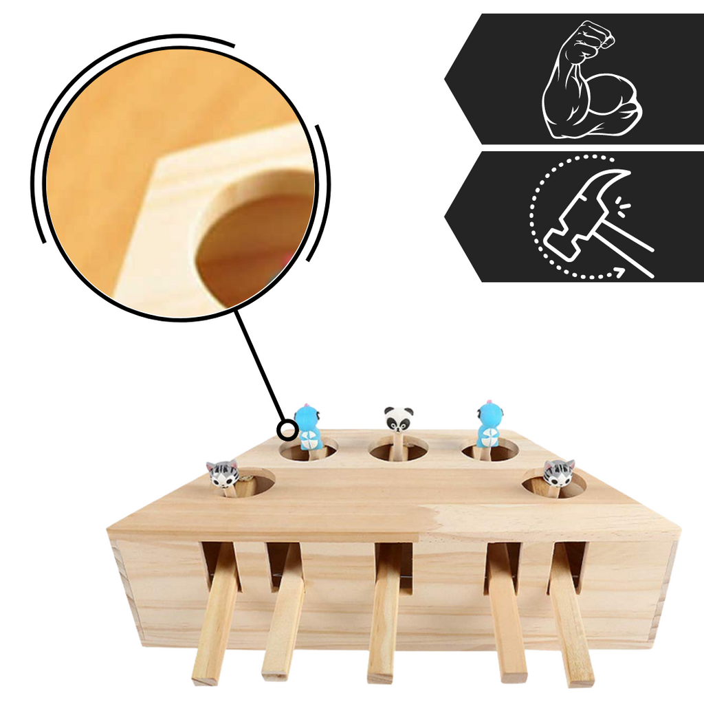 5 Hole Wooden Interactive Cat Toy - Pet friendly toy - Ozerty