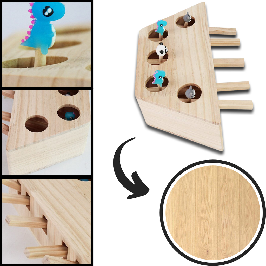 5 Hole Wooden Interactive Cat Toy - Pet friendly material - Ozerty