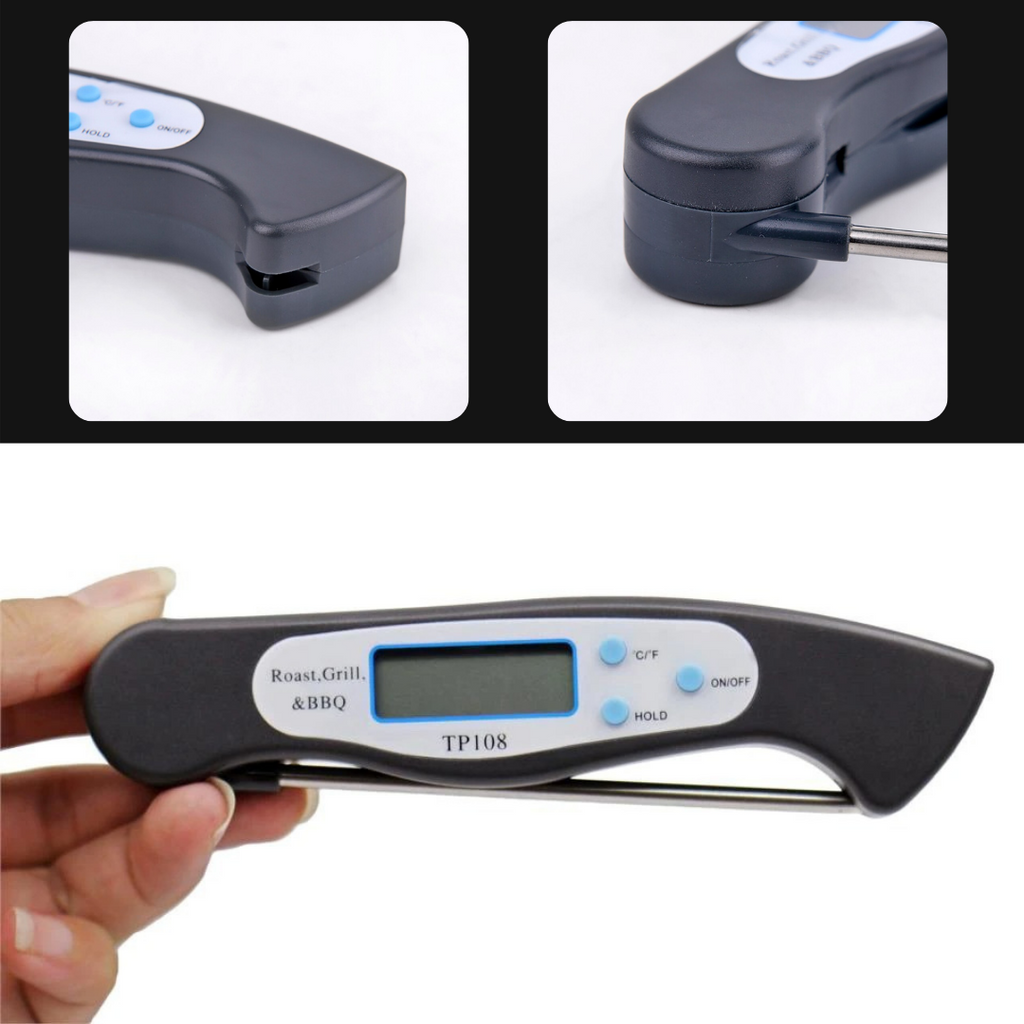 Foldable Instant Read Digital Food Thermometer - PORTABLE DIGITAL KITCHEN THERMOMETER - Ozerty