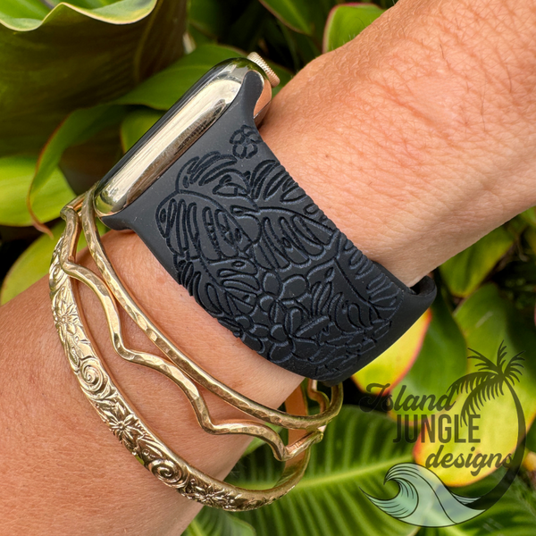 Tiare Tribal Silicone Watch Band Compatible with Series 1-9, SE & Ultr –  Island Jungle Designs