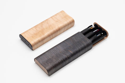 Storio's beautiful bentwood fountain pen case with 3 pieces