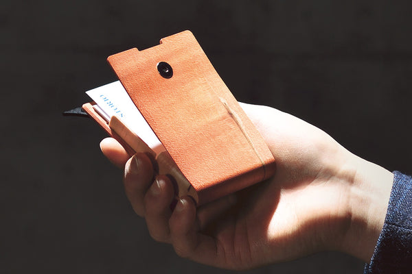 Business card holder made of natural solid wood bent wood