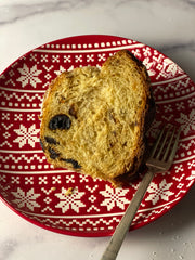 Close up slice on a Fair Isle plate