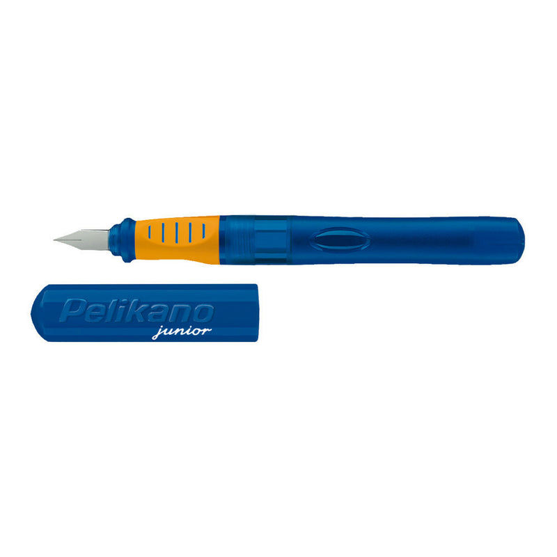 druk logboek stropdas Pelikan Pelikano Junior Fountain Pen, Translucent Blue, Left-Handed, M