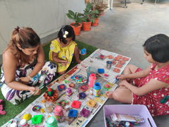 Children playing with diy tools with home