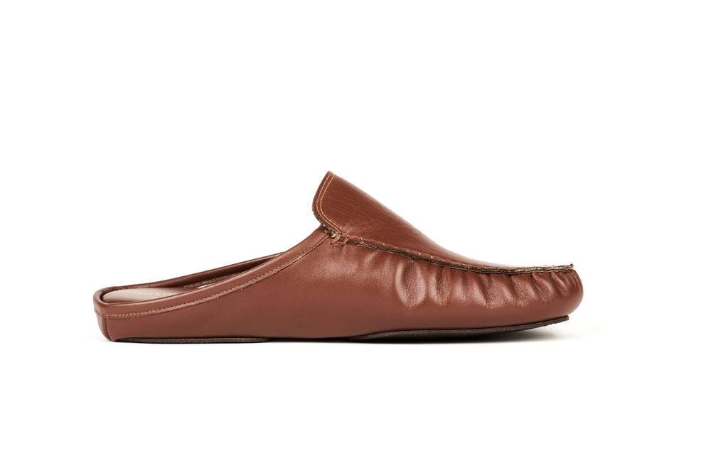 bezorgdheid spier Leeg de prullenbak Antonio Conti - Pantoffels cognac - Men house shoes brown leather