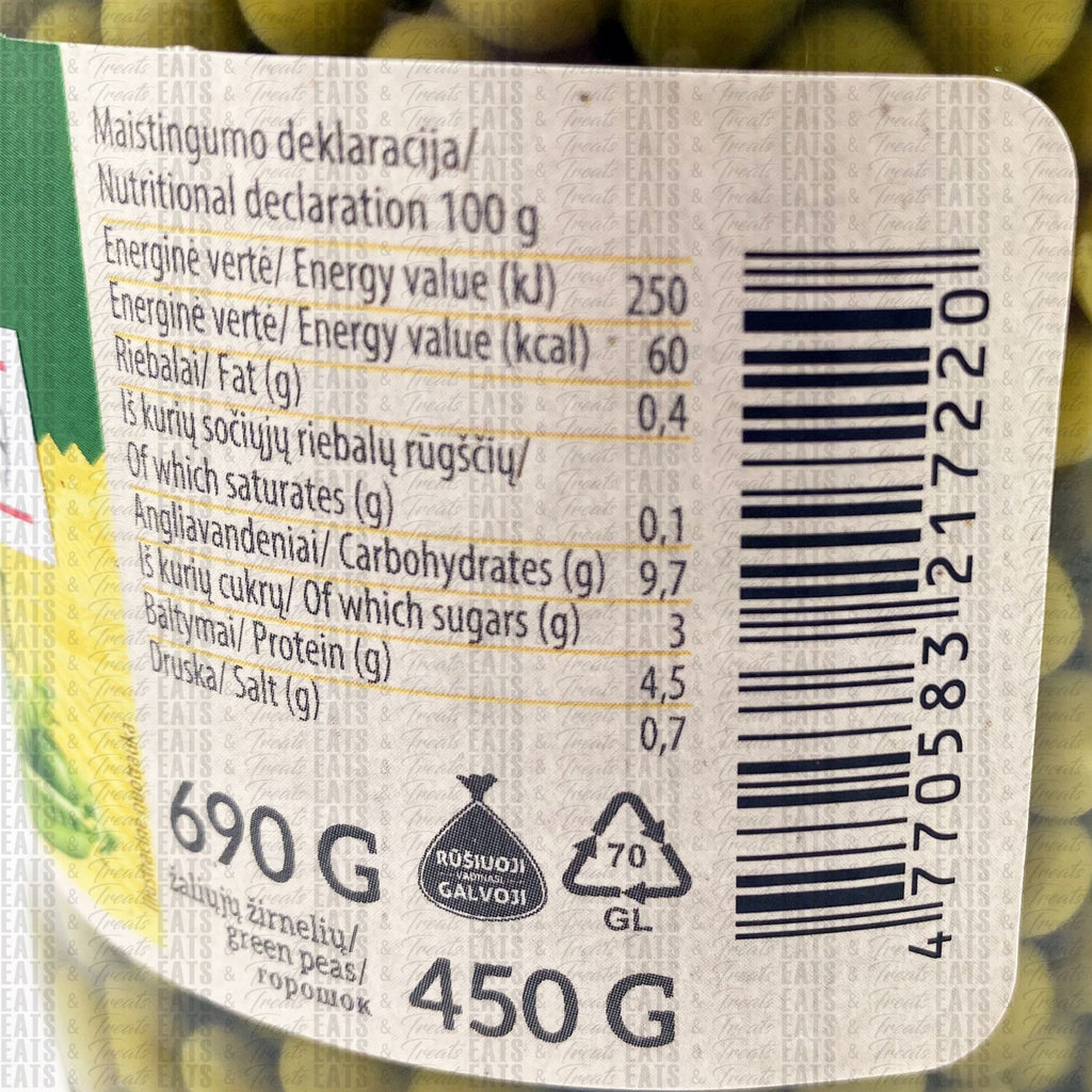 Kedainiu Konservai - Pickled Green Peas 720ml – EatsandTreatsonline