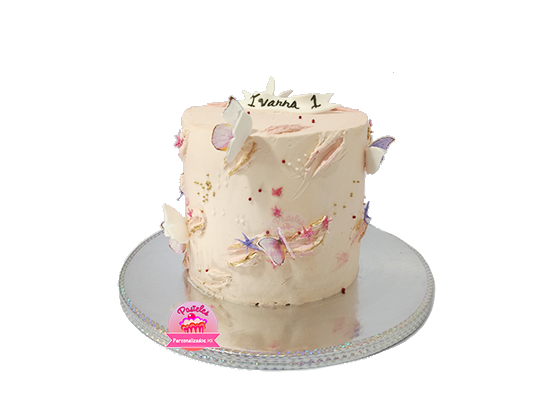 PASTEL MARIPOSAS Y PERLITAS – Pasteles Personalizados MX