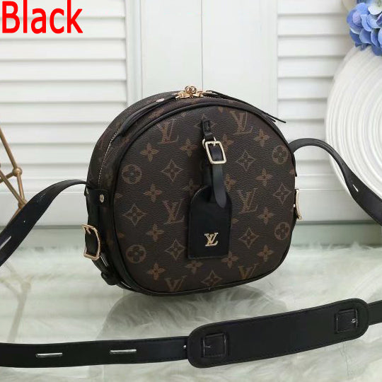 LV Louis Vuitton letter print color block shoulder strap round shoulder bag messenger bag round cake