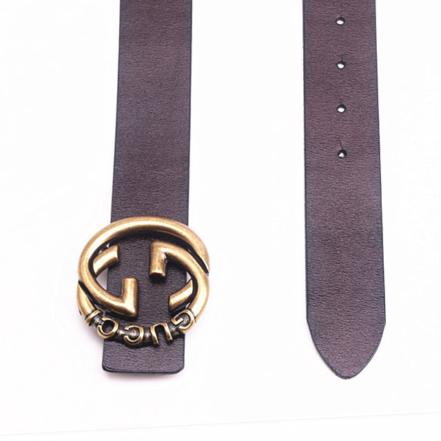 GG vintage interlocking double G letter smooth buckle belt