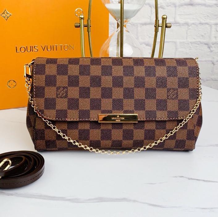 LV Bag Louis Vuitton Chain Shoulder Bag Crossbody Bag Trending Bag Coffee Tartan