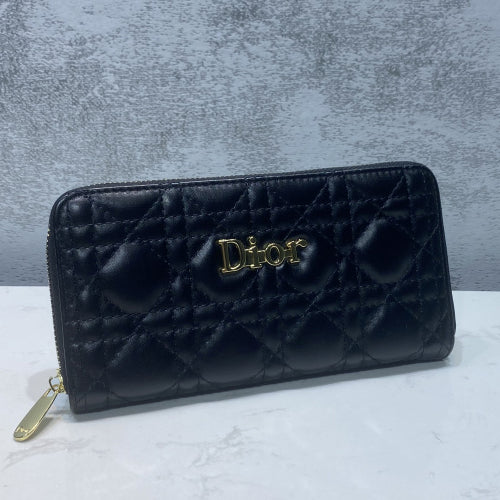 Dior GG Women's Long Zipper Wallet Diamond Coin Purse Card H