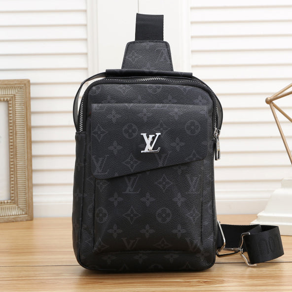 Louis Vuitton LV Fashion Leather Crossbody Satchel Chest Bag Coffee LV print