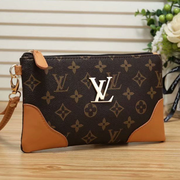 LV Louis Vuitton Classic Color Block Zipper Small Wallet Clutch Cosmetic Bag