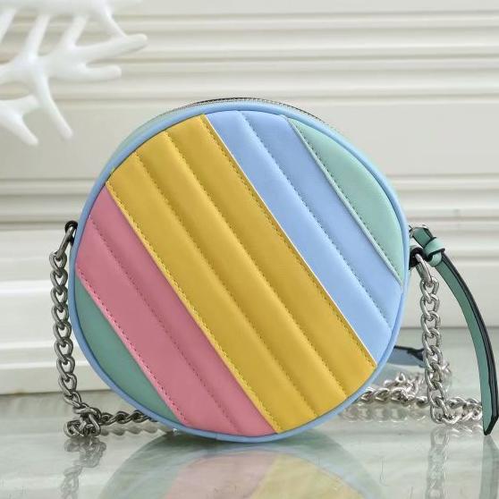 GG solid color sewing thread round shoulder bag ladies shopping round cake bag messenger bag