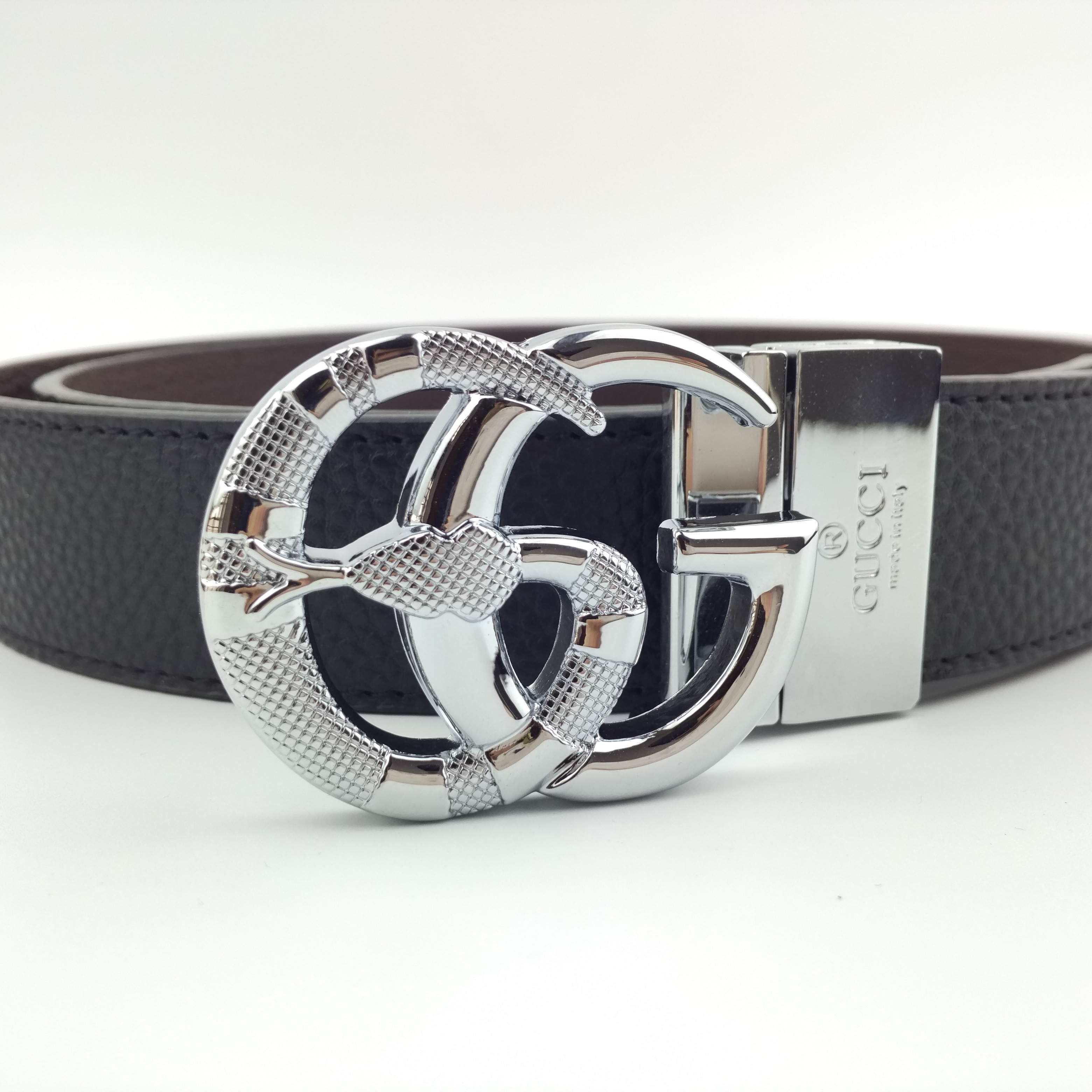 GG men's and women's snake print G buckle smooth buckle belt