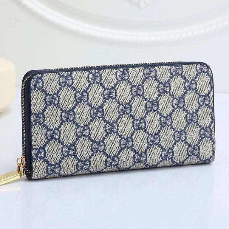 GG men's and women's canvas long zipper double G letter wallet bag