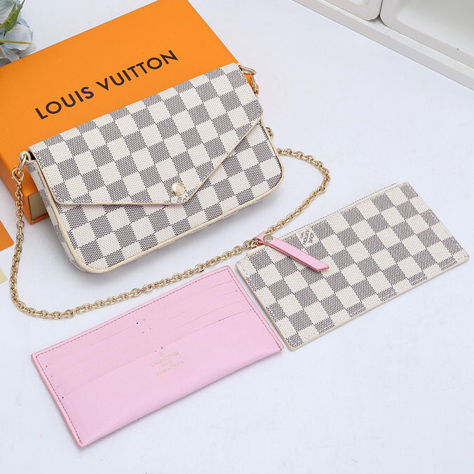 LV Louis Vuitton Vogue Women Shopping Bag Leather Handbag Tote Satchel Shoulder Bag Three-Piece