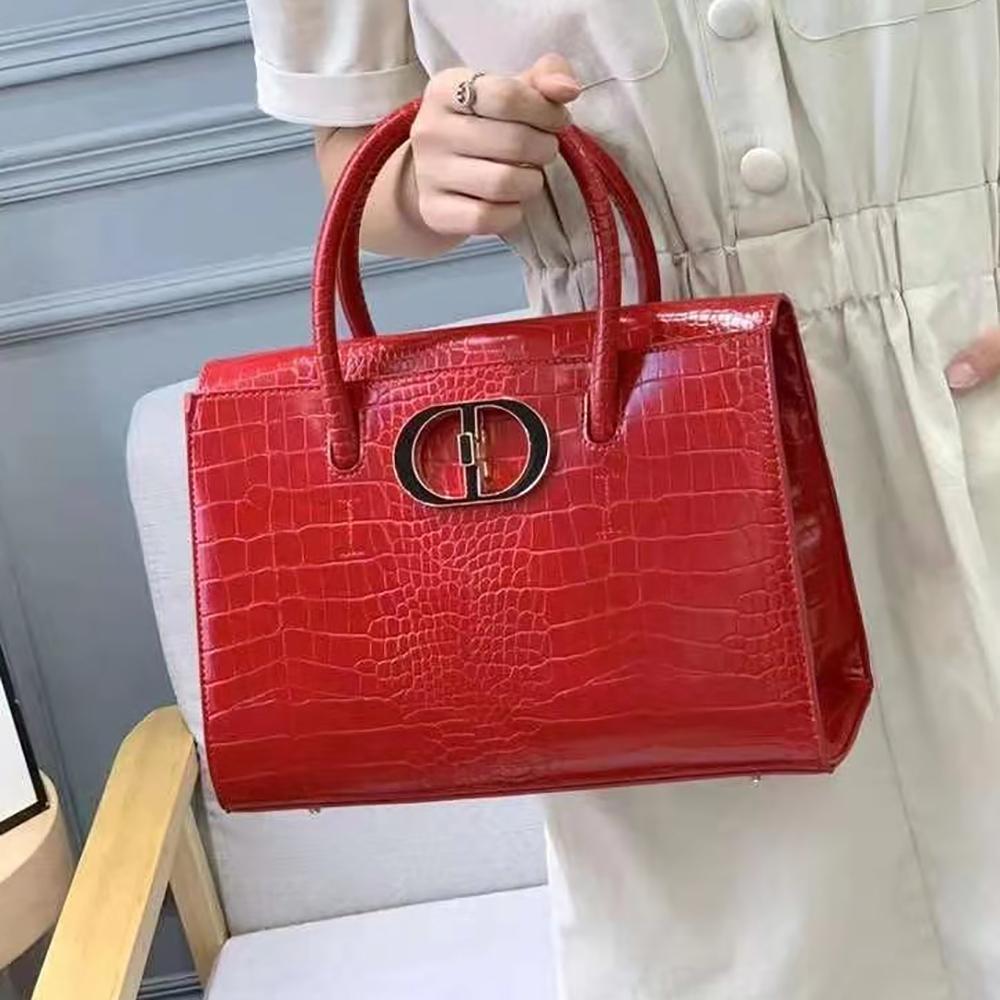 DIOR CD solid color crocodile pattern ladies shopping handbag sh