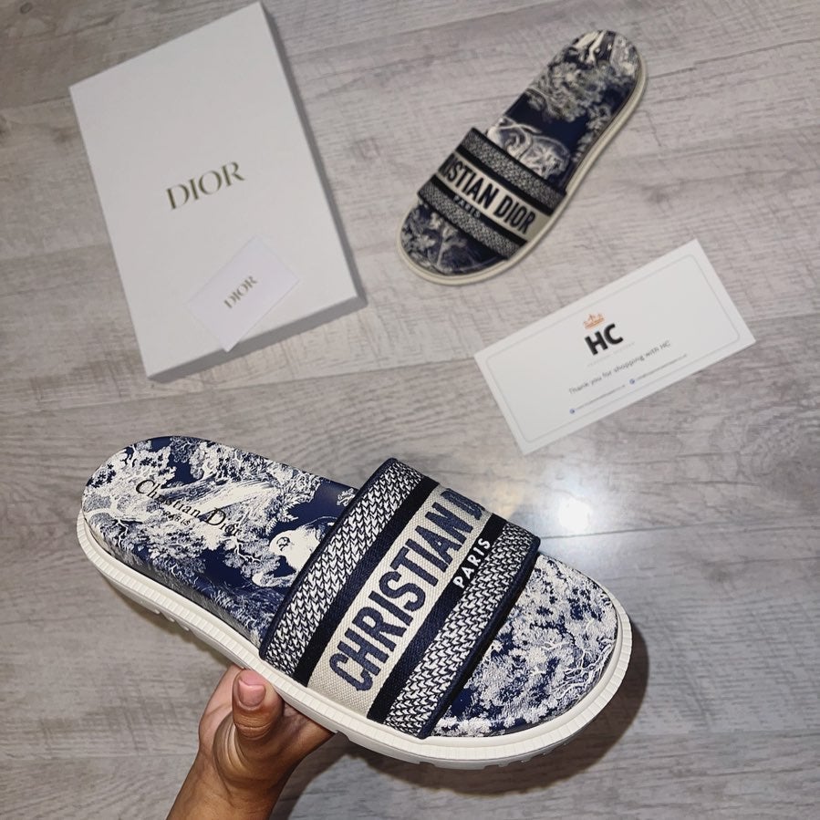 Christian Dior embroidered letter platform slippers women beach 