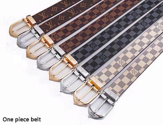 LV Louis Vuitton New Fashion Monogram Check Leather Women Men Belt