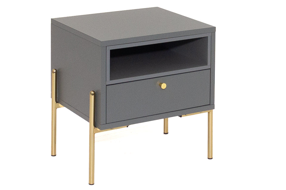 gold and grey bedside table