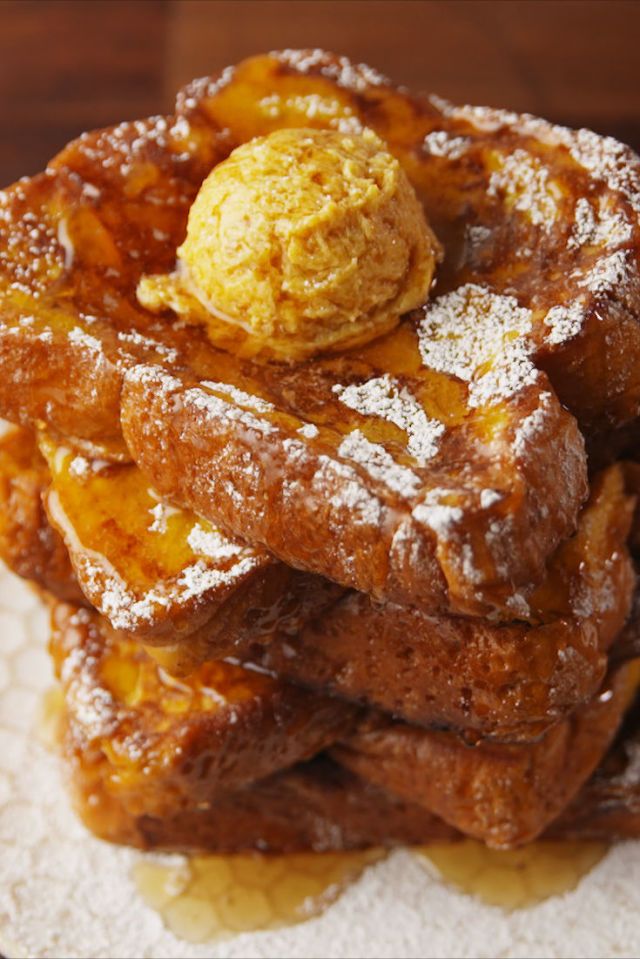 Delish Pumpkin French Toast for fun family breakfast
