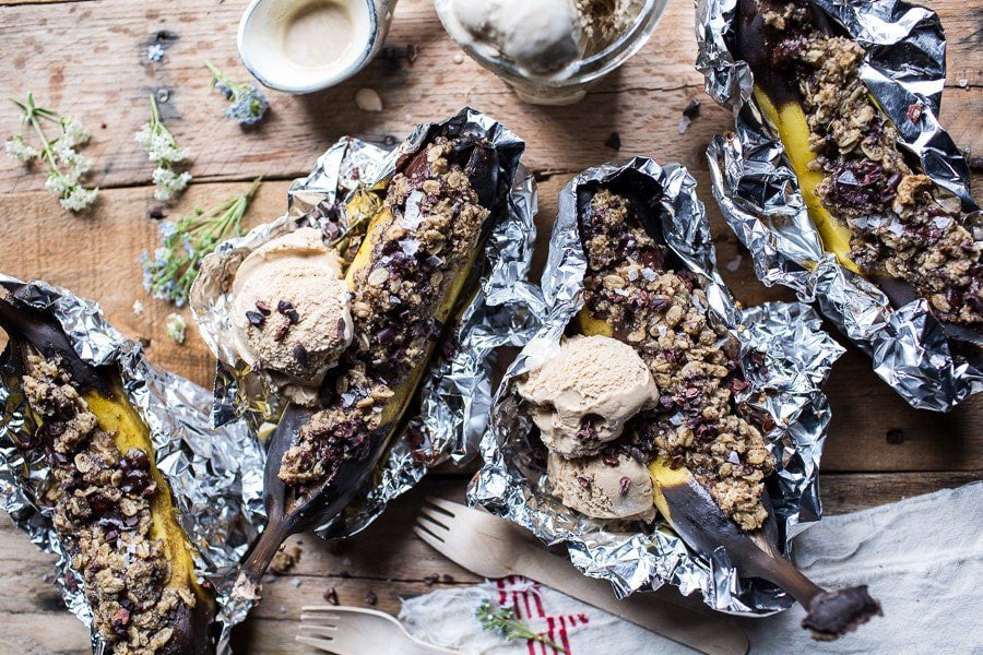 Half-Baked Harvest Oatmeal Chocolate Chunk Cookie Stuffed Campfire Bananas