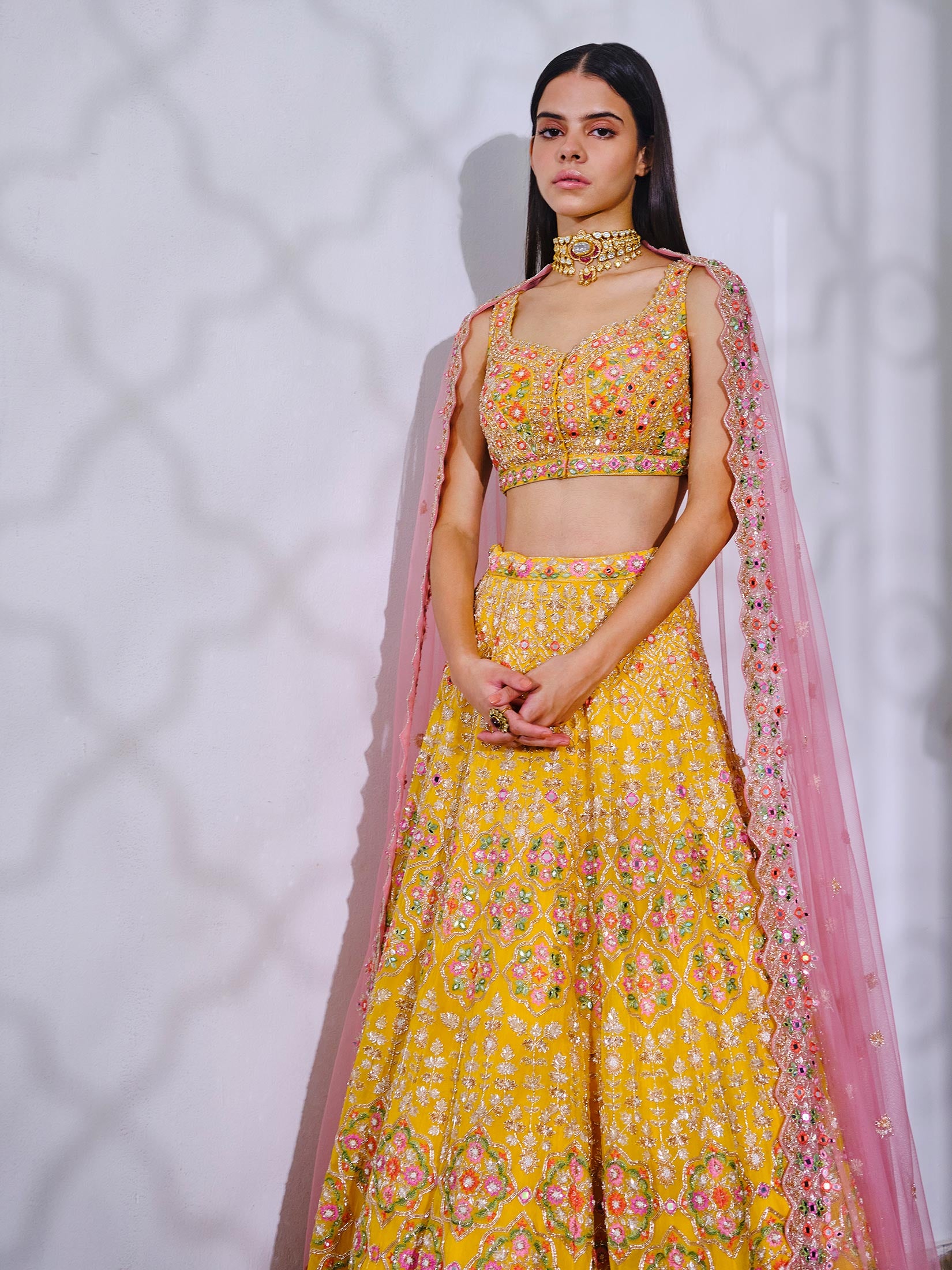 Haldi Wear Net Yellow Lehenga – Gunj Fashion