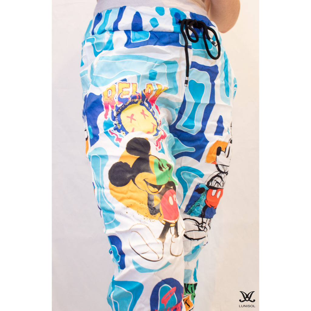 Mickey Black Cartoon Print Joggers – Lunisol Store