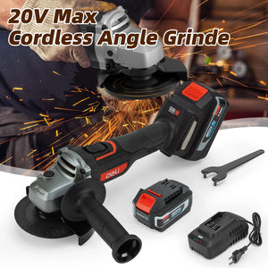 Deli 20V Max Cordless Angle Grinder,4-1/2 inch Electric Grinder Kit,Brushless Motor with 2x 4.0 Ah Lithium-Ion Batteries,Charger,Flap Disc and Auxiliary Handle for Cutting, Grinding - Deli BestMate