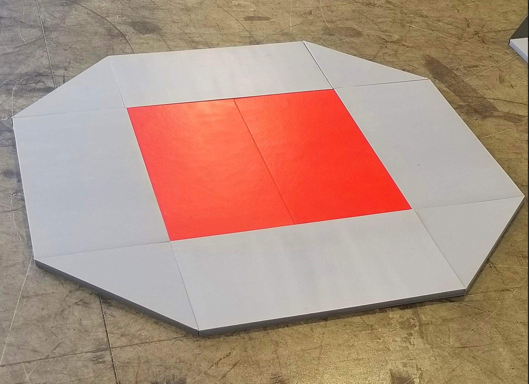 8 X 8 Remnant Octagon Wrestling Mat Gray And Red Vinyl Ak