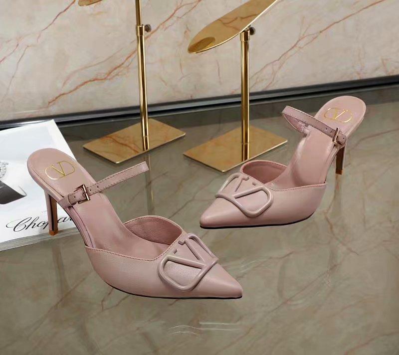 Valentino Fashion Trending Leather Women High Heels Shoes Women Sandals Heel